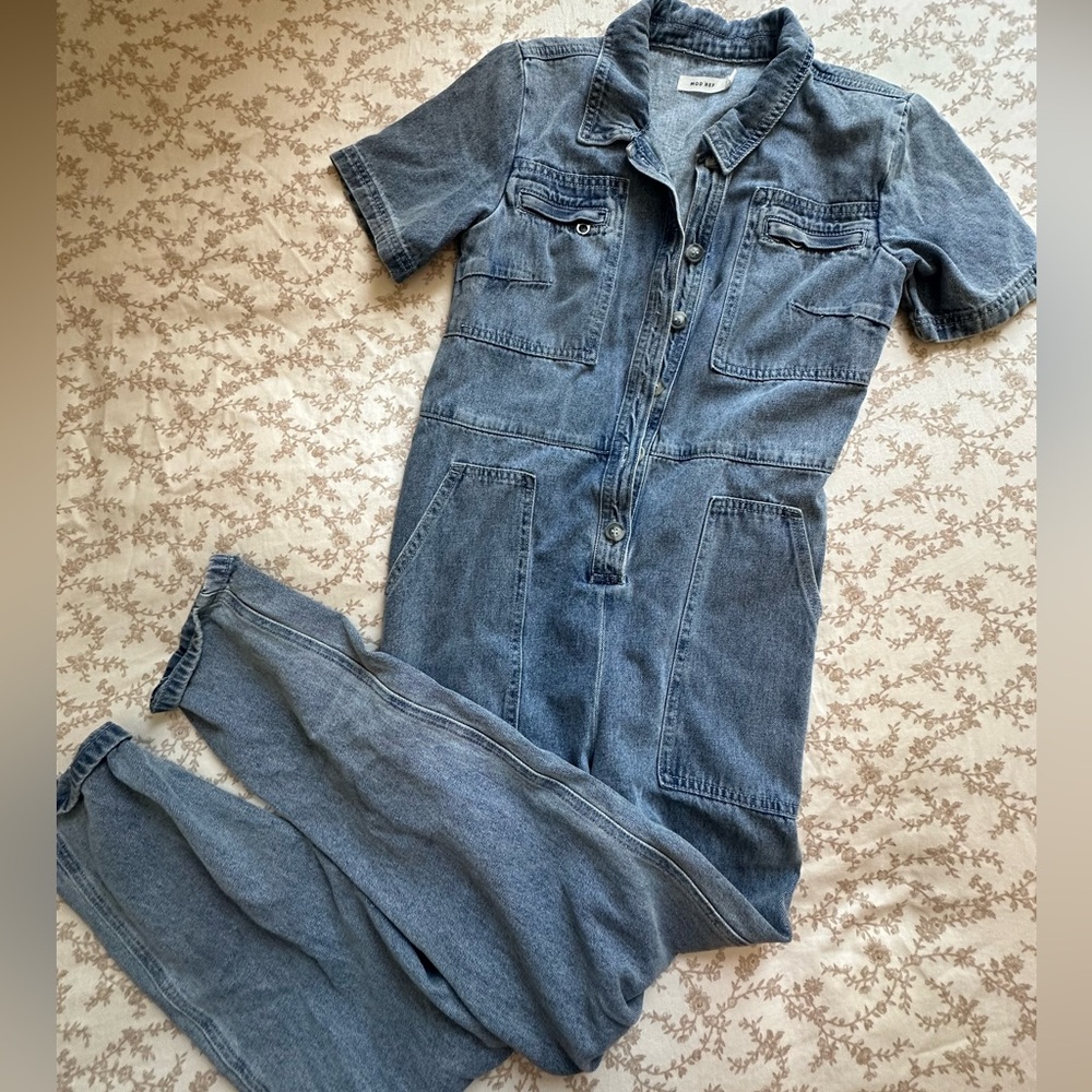 Mod Ref Denim Short Sleeve Jumpsuit Size Small